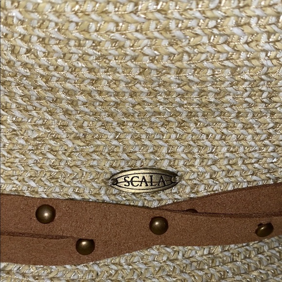 0516 Scala Wide Brim Studded Band Safari Straw Hat - Picture 2 of 8